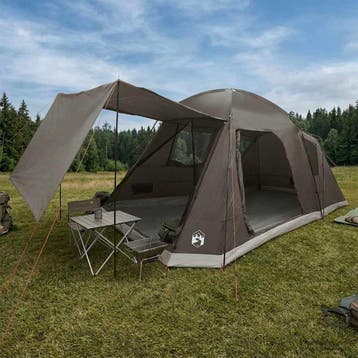 vidaXL Huisje Tent met dak Bruin grijs 8-persoons Polyester, Verzenden