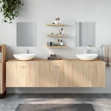 vidaXL 6-delige Badkamermeubelset bewerkt hout eikenkleurig, Verzenden, Nieuw