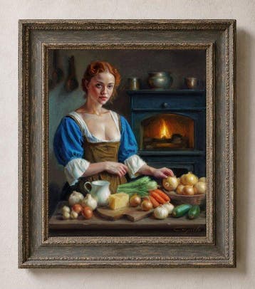 A. Cayuela (1962) - Preparing the Feast - Original Oil