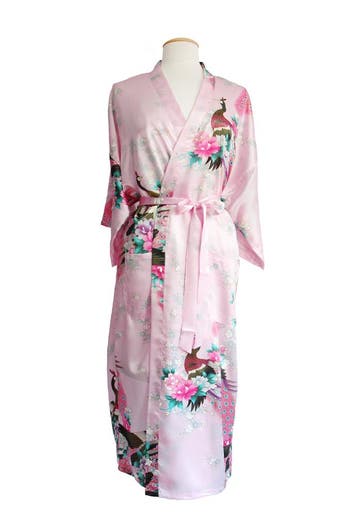 KIMU® Kimono Lichtroze 7/8e XS-S Yukata Satijn Boven dekel L, Kleding | Dames, Ophalen of Verzenden, Nieuw