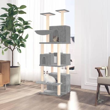 vidaXL Kattenmeubel met sisal krabpalen 180 cm lichtgrijs, Verzenden
