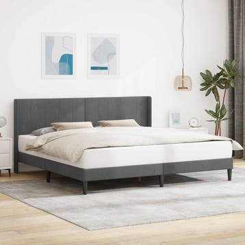vidaXL Bedframe met hoofdeinde Donkergrijs 200 x 200 cm, Verzenden