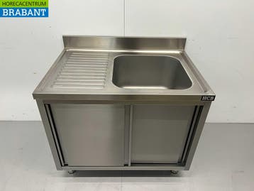Evier en inox à portes coulissantes Premium-line 100 cm, Articles professionnels, Verzenden