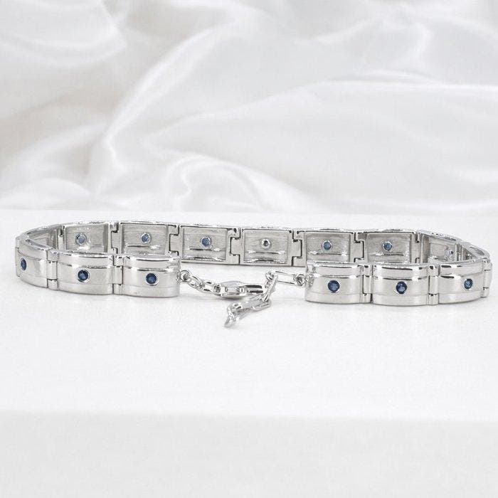 Zonder minimumprijs - Armband Verguld Saffier - Diamant -, Bijoux, Sacs & Beauté, Bracelets