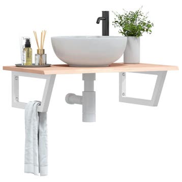 vidaXL Badkamer wandschap staal en massief eikenhout, Verzenden
