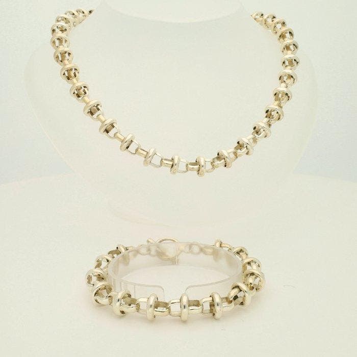 Zonder minimumprijs - 2-delige sieradenset Zilver, Handtassen en Accessoires, Antieke sieraden