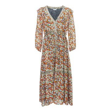 Frogbox • maxi bloemen jurk • 36, Princess goes Hollywood, Verzenden, Nieuw, Oranje