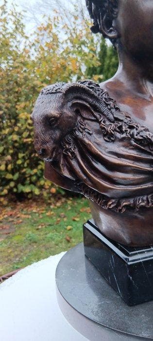 sculptuur, bronzen buste julius ceasar - 39 cm - Gepatineerd, Antiquités & Art, Curiosités & Brocante