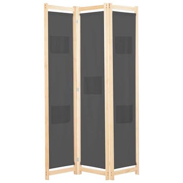 vidaXL Kamerscherm met 3 panelen 120x170x4 cm stof grijs, Verzenden, Nieuw