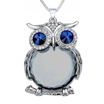 Fako Bijoux - Ketting - Uil - Spiegel XXL - Grijs, Handtassen en Accessoires, Kettingen, Verzenden, Nieuw