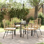 vidaXL Tuin Eettafel Set 5 pcs Bruin poly rattan, Tuin en Terras, Verzenden, Nieuw