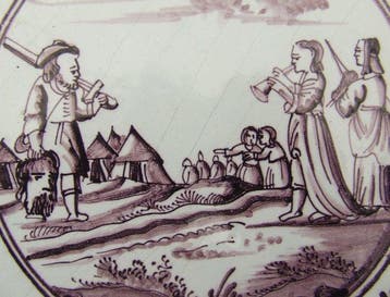 Tegel - Bijbelse tegel in mangaan. - 1700-1750