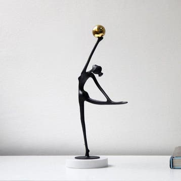 Sculpture, Golden Ballerina — Black Metal Dancer with Gold, Antiek en Kunst