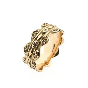 Vintage gouden filigrain ring, Handtassen en Accessoires, Ringen, Gebruikt, 20 of groter, Heer, Ophalen of Verzenden