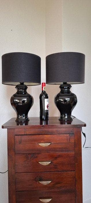 Lampe de table (2) - Céramique - Casquettes incluses
