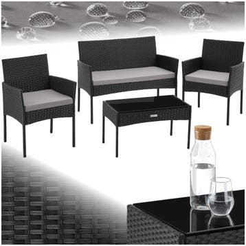 Wicker tuinset Palese voor 4 personen - zwart, Jardin & Terrasse, Verzenden
