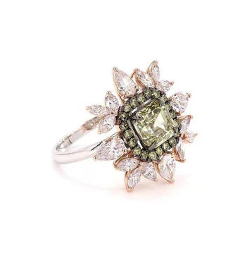 Statement ring - 18 karaat Witgoud - 3.34ct. tw. Geel