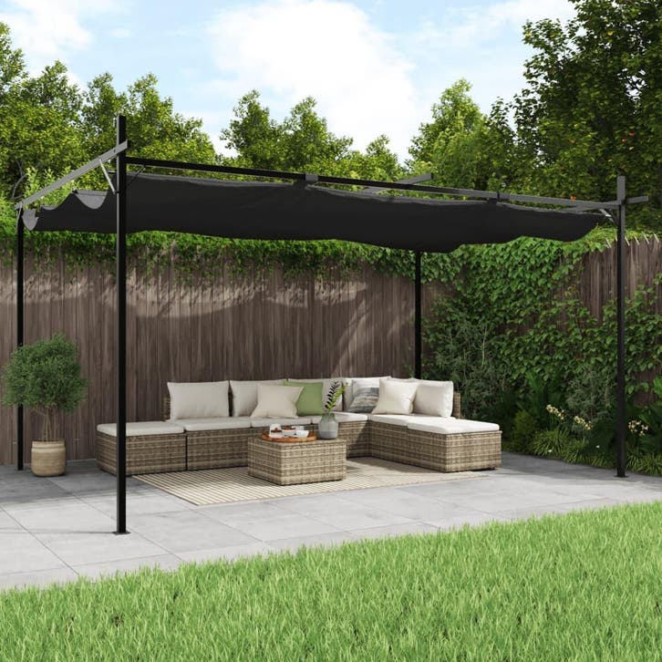 vidaXL Pergola met uitschuifbaar dak 395x292x230, Tuin en Terras, Partytenten, Nieuw, Verzenden