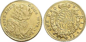 Goud-1/4 Karolin Wuerttemberg Eberhard Ludwig 1693-1733, Verzenden