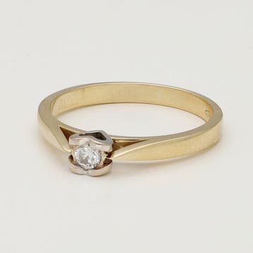 Ring - 14 karaat Geel goud Diamant (Natuurlijk)
