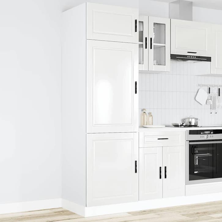 vidaXL Keukenkast Porto bewerkt hout hoogglans wit, Maison & Meubles, Armoires | Autre, Envoi