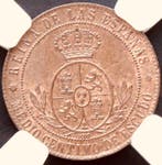 Espagne. Isabelle II. 1/2 Céntimo de Escudo 1866 MS65
