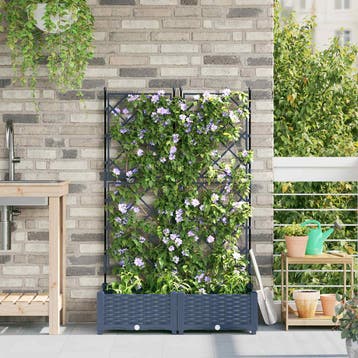 vidaXL Plantenbak 2 st Grijs 80 x 40 x 125,5 cm PP, Verzenden, Nieuw