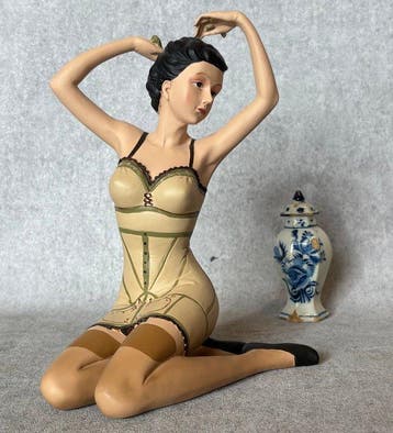 Statue, Retro Pin-Up Girl - 21 cm - Résine