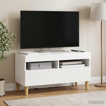 vidaXL LED tv-meubel Hoogglans Wit Bewerkt hout, Verzenden, Nieuw