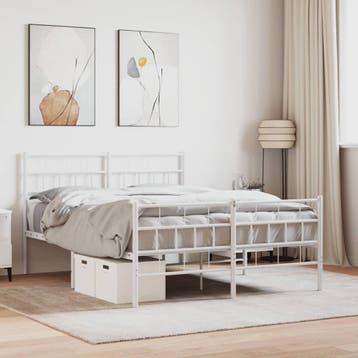 vidaXL Bedframe met hoofd- en voeteneinde metaal wit 140x200, Verzenden, Nieuw