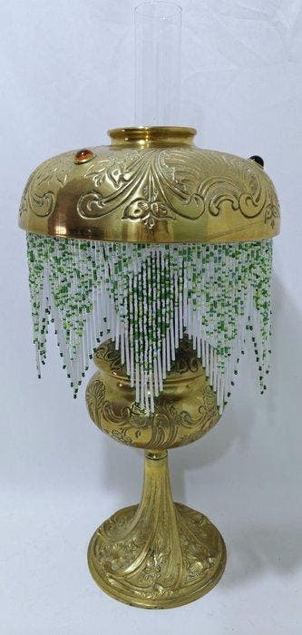 Tafellamp - Glas, Messing - Parijse lamp 57 cm, Antiquités & Art, Art | Objets design