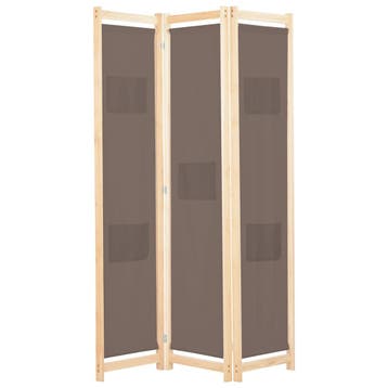vidaXL Kamerscherm met 3 panelen 120x170x4 cm stof bruin, Verzenden, Nieuw