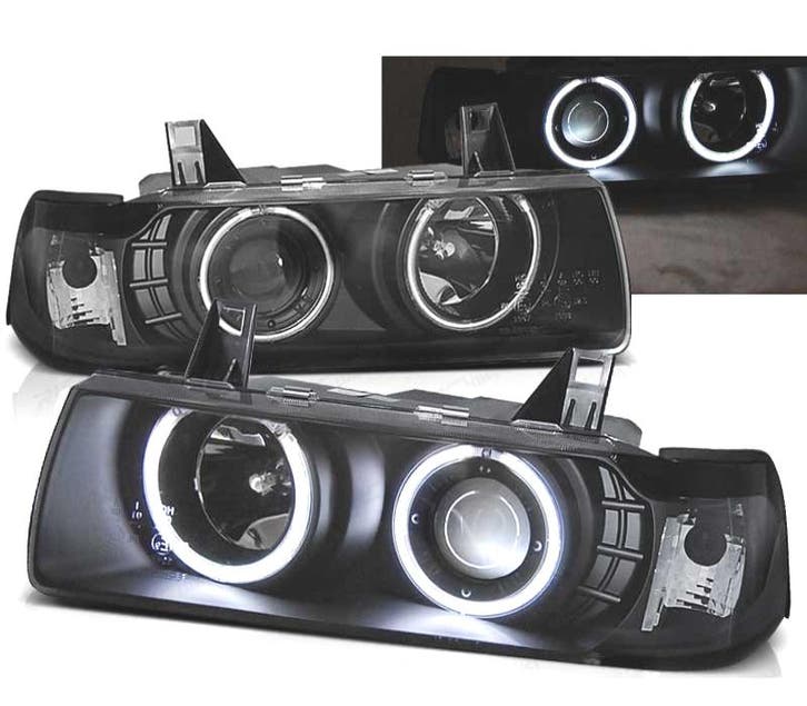 PHARES BMW E36 90-99 ANGEL EYES FOND NOIR, Autos : Pièces & Accessoires, Éclairage, Envoi