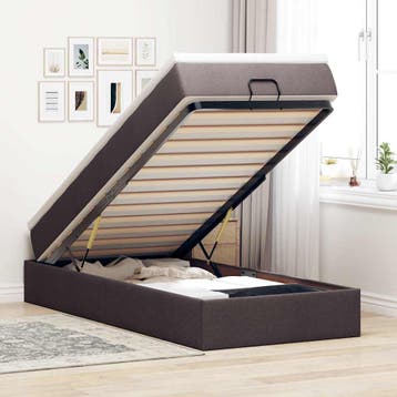 vidaXL Ottoman bed met matras 90x190cm stof donkerbruin, Verzenden, Nieuw