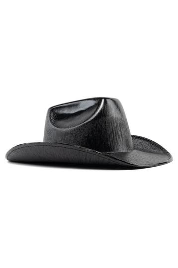 KIMU® Cowboyhoed Glossy Zwart Zwarte Cowboy Western Hoed Dam, Kleding | Dames, Ophalen of Verzenden, Nieuw