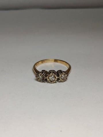 Bague - 18 carats Or jaune - Diamants 3 mm, Bijoux, Sacs & Beauté, Bagues