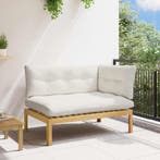 vidaXL Hoek Sofa Eenheid Licht Acacia en Crèmekleurig Wit, Tuin en Terras, Tuinsets en Loungesets, Verzenden, Nieuw