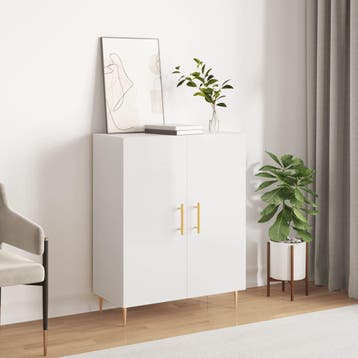 vidaXL Dressoir 69,5x34x90 cm bewerkt hout hoogglans wit, Verzenden
