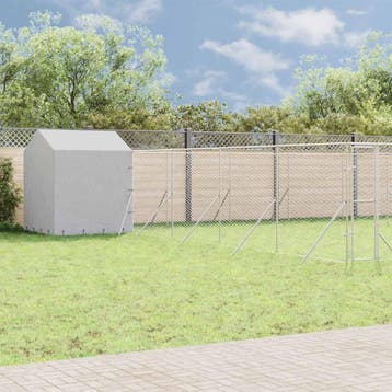 vidaXL Hondenkennel met dak 10x10x2,5 m gegalvaniseerd staal, Dieren en Toebehoren, Hondenbenches, Verzenden, Nieuw