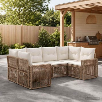 vidaXL Tuinbank Set 6 st 6-Aantal zitplaatsen Beige en Crème, Verzenden