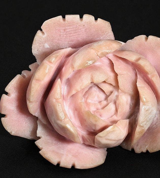 Topkwaliteit roze opaal rozen-snijwerk – Natuurlijke matte, Verzamelen, Mineralen en Fossielen