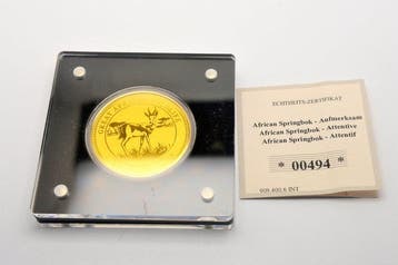 Afrika. Medal Great African Wildlife - Springbok - 1/200oz