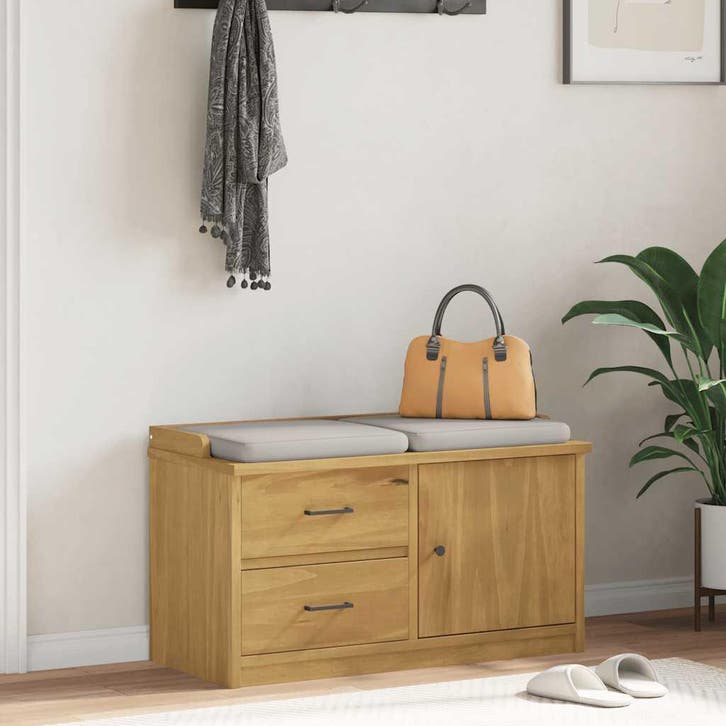 vidaXL Gangbankje SANDNES 87x40x50 cm massief grenenhout, Huis en Inrichting, Overige Huis en Inrichting, Nieuw, Verzenden