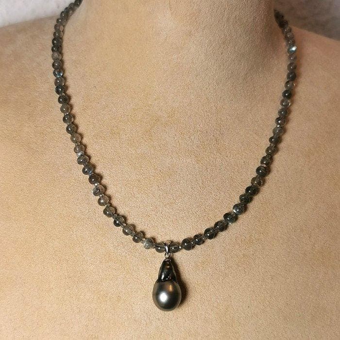 Halsketting Zilver Parel - Natuurlijke edelsteen - Tahiti, Bijoux, Sacs & Beauté, Colliers