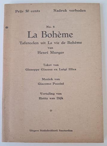 Henri Murger - La Bohème Tafereelen uit La vie de Bohème, Verzenden