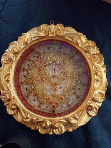Reliekhouder - Hout, Glas, Textiel, Papier - 1920-1930 -, Antiek en Kunst