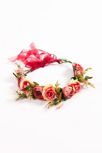 KIMU® Luxe Bloemenkrans Haar Rozenkrans Roze Koraal Bloemen, Kleding | Dames, Ophalen of Verzenden, Nieuw