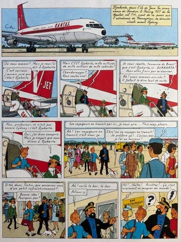 Hergé - 1 Original colour page - Tintin - Vol 714 pour, Nieuw