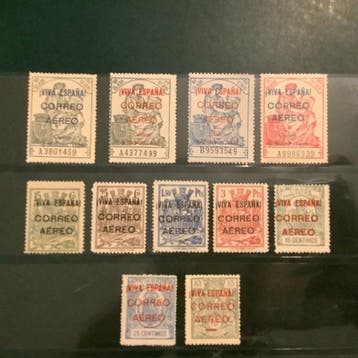 Spanje 1937 - Lotje Correo Aereo deels gekeurd - MH - Edifil, Gestempeld
