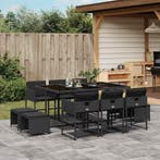 vidaXL 11-delige Tuinset met kussens poly rattan zwart, Verzenden, Nieuw, Tuinset